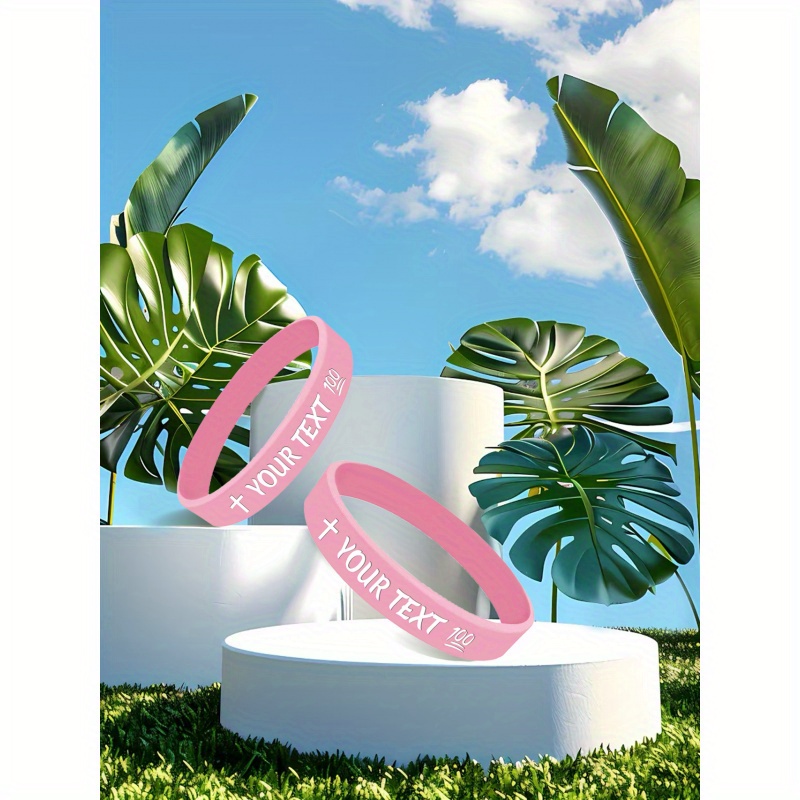 65pcs Custom Silicone Wristbands, Personalized Text